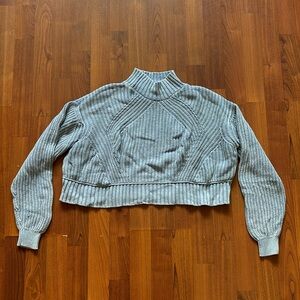 Aeropostale cropped slate blue chunky knit sweater- xs